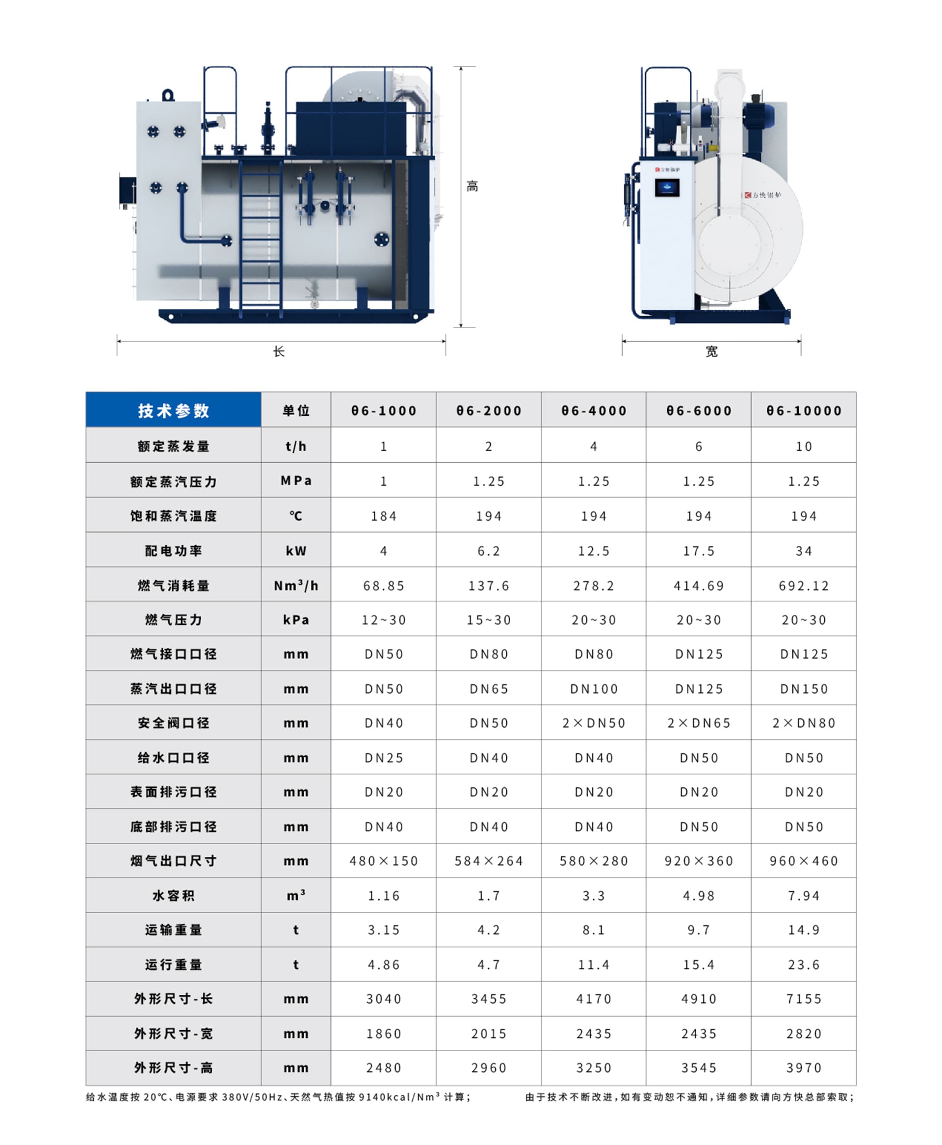 低氮冷凝蒸汽鍋爐參數
